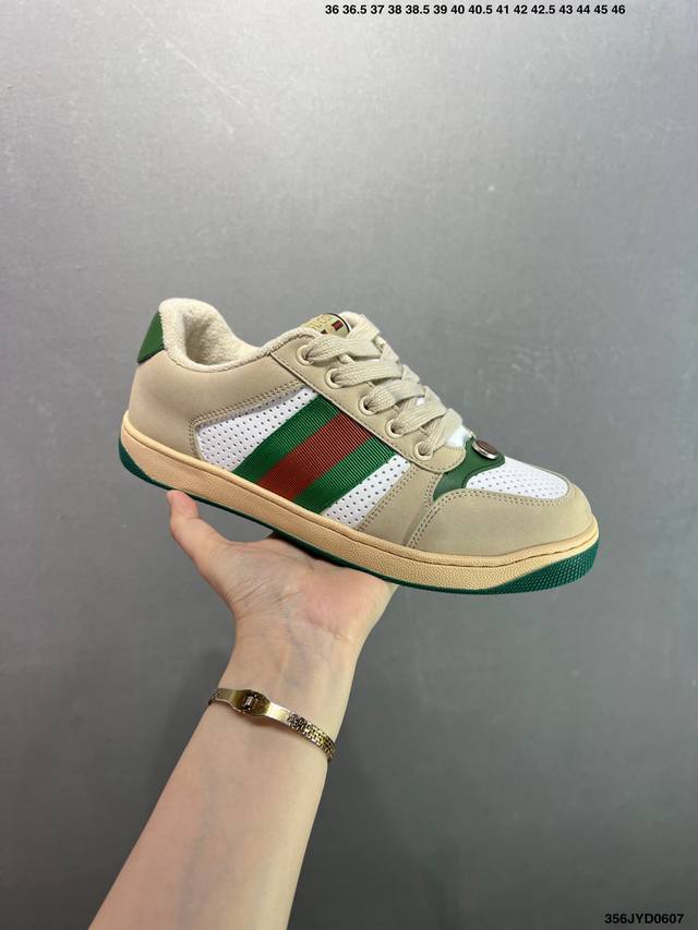 公司级Gucci 古驰 Screener 运动休闲时装奢侈品系列 Gg珐琅扣 擦脏做旧小脏鞋 高端零售海淘商家混卖版本 东莞纯原品质 原鞋对照工艺生产 原厂一致