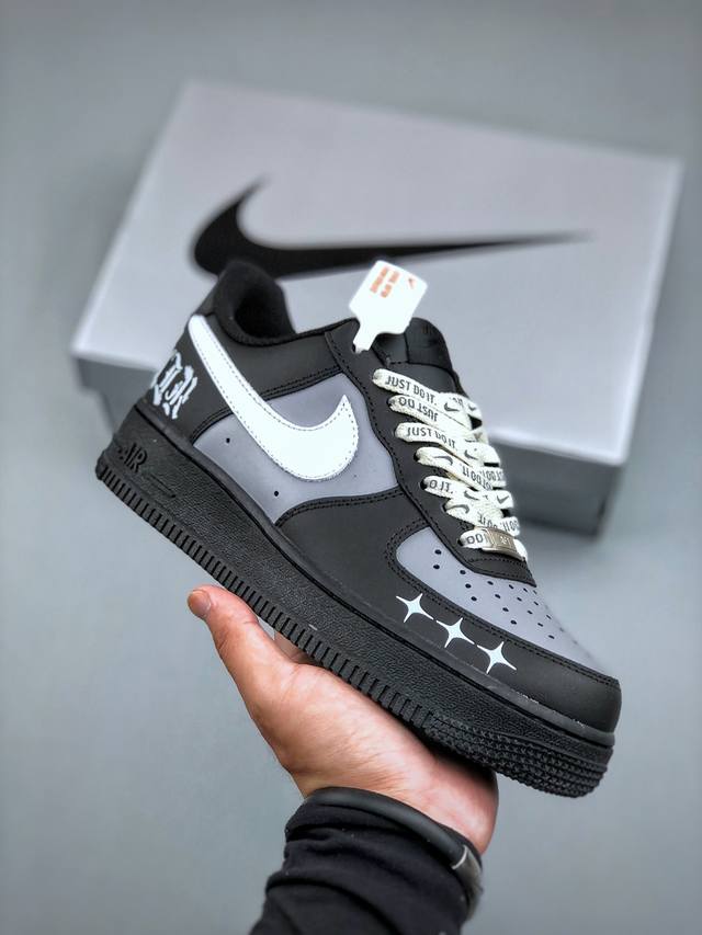 Nike Air Force 1'07 Low 黑银克特 空军一号低帮休闲板鞋 Zh0316-085 #定制皮料 原厂3D打印 定制鞋盒 原楦原纸板 纯正空军版