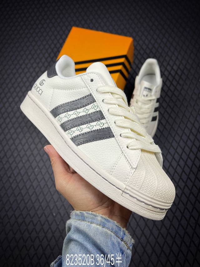 B Ad Originals Superstar X Gucci 白黑 采用全新头层拼接皮革材质 后跟采用特色3D立体印字 渠道正品订单 诠释市场最高工艺水平