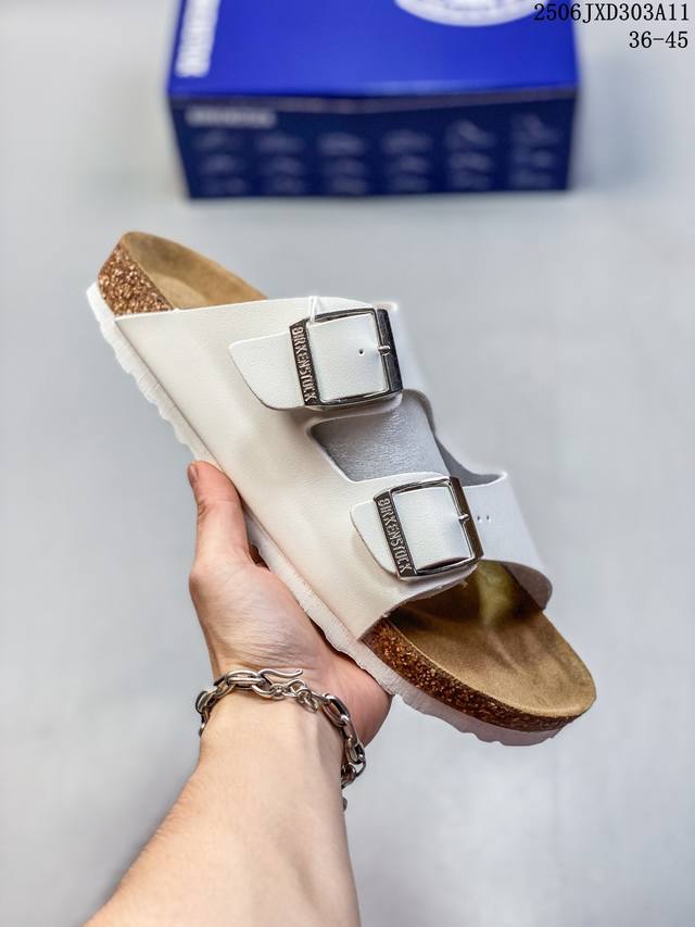 K 博肯Birkenstock 勃肯半拖系列克罗心双扣金属扣设计，双杠绑带夏季凉鞋 头层皮材质#采用质地柔软牛皮绒面革植入羊羔毛鞋垫和里衬材质 #中底搭载缓震软
