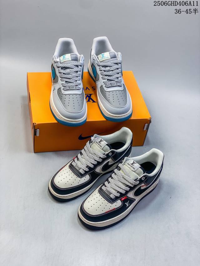 海外限量发售！公司级Nike Air Force 1 '07 Low “Lv联名 荔纹黑”空军一号 低帮 运动鞋 休闲鞋 折边针车 工艺难度大 原楦头原纸板 原