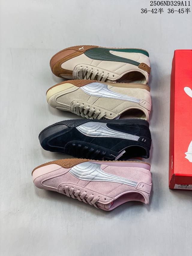 Puma 彪马 男女鞋真标半码制，原楦开发版型，采用软质荔枝纹纤维革组合翻毛皮饰片鞋面材质，内嵌加厚Oftfoam+ 鞋垫，外置环保切片组合防滑橡胶外底乘胜追击