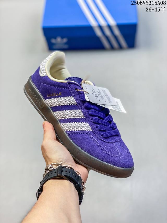 Adidas Originals Gazelle Indoor 经典复古 舒适百搭薄底 低帮 板鞋 男款 蓝色 尺码：见图 编码：06Vy315A08