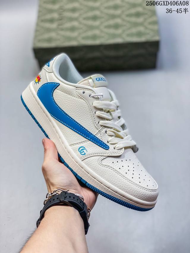 海外爆款限量发售！Travis Scott X Fragment Design X Jordan Air Jordan 1 Low Og Sp “古驰联名 蓝勾