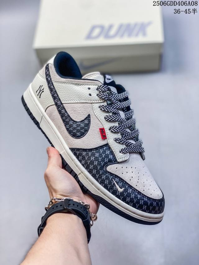 海外爆款限量发售！公司级 Nike Sb Dunk Low“ Mlb联名 字母拼接” 周年高端定制 低帮休闲板鞋 定制鞋盒 大厂纯原品质出货 超高清洁度 皮料切