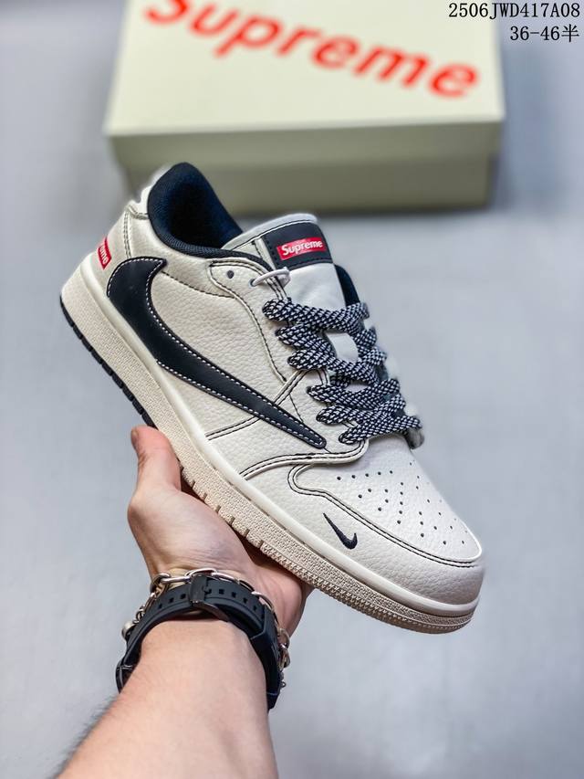 公司级Aj1倒勾Travis Scott X Air Jordan 1 ” Reverse Mocha “ Aj1乔1 Ts 闪电 倒勾 低帮文化篮球鞋 鞋面切