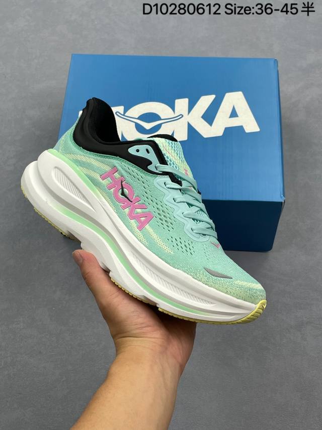 公司级Hoka One One Bondi 9 复古舒适防滑耐磨 低帮 山地户外跑步鞋 货号：1162012 Btf 尺码：36-45 编码：D10 612