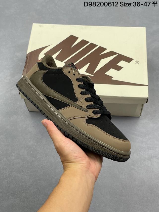真标Nike Air Jordan 1 X Travis Scott Aj1倒勾 乔一倒钩 耐克 低帮文化篮球鞋 货号:Cq4277-002 尺码:36 36.