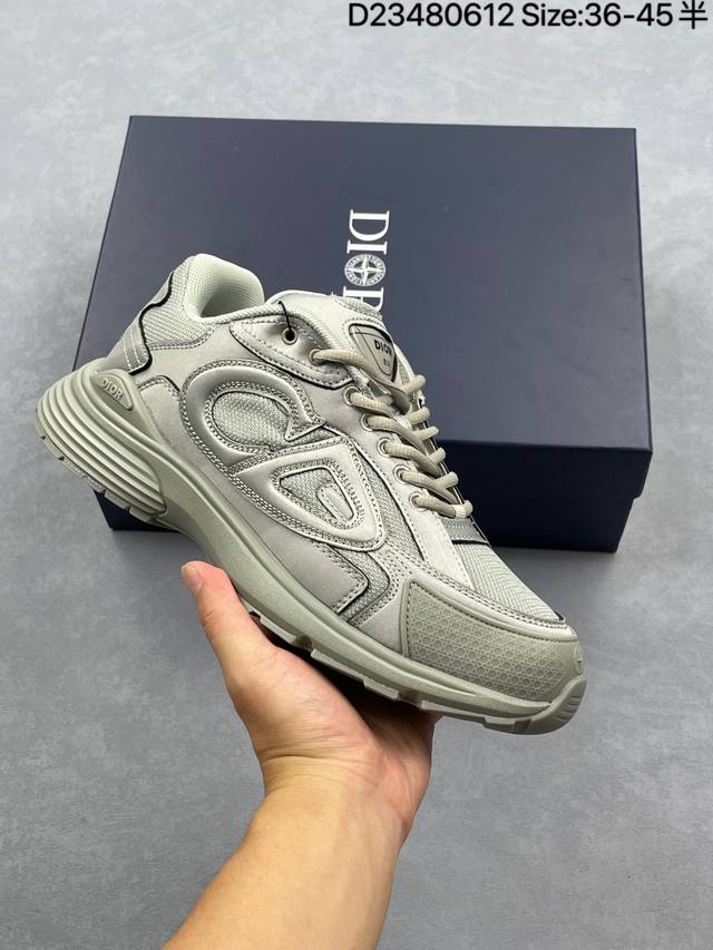 Dior迪奥B30网眼织物厚底系带休闲低帮运动鞋男女同款老爹鞋 货号：3Sn279Zmb H969 尺码：如图 D23480612