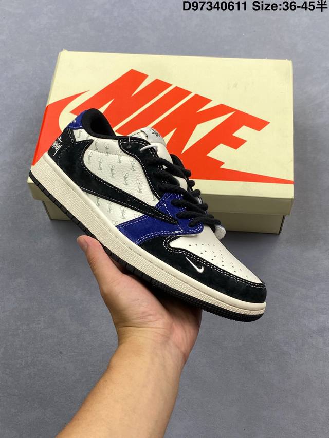 Aj1倒勾Travis Scott X Air Jordan 1 ” Reverse Mocha “ Aj1乔1 Ts 闪电 联名倒钩 低帮文化篮球鞋 完美品质