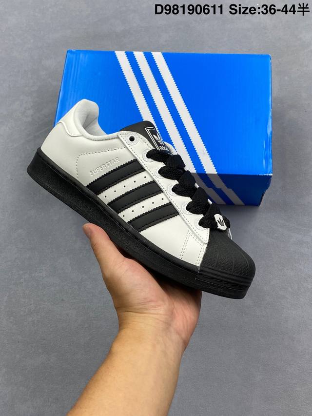 阿迪达斯Ad Originals Superstar 经典贝壳头休闲板鞋 纯白 B27136 纯原鞋楦 立体Logo 国内最高工艺 原装超软一体蓝底 头层抗裂牛