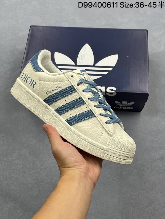 阿迪达斯Adidas三叶草 Originals Superstar贝壳头’Diy’系列低帮经典百搭休闲运动板鞋 原装头层材料 用料绝不含糊 独家版型蒸餾加工帶來