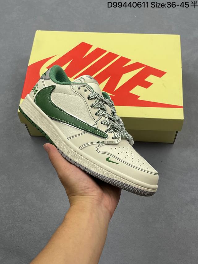 Aj1倒勾Travis Scott X Air Jordan 1 ” Reverse Mocha “ Aj1乔1 Ts 闪电 联名倒钩 低帮文化篮球鞋 完美品质