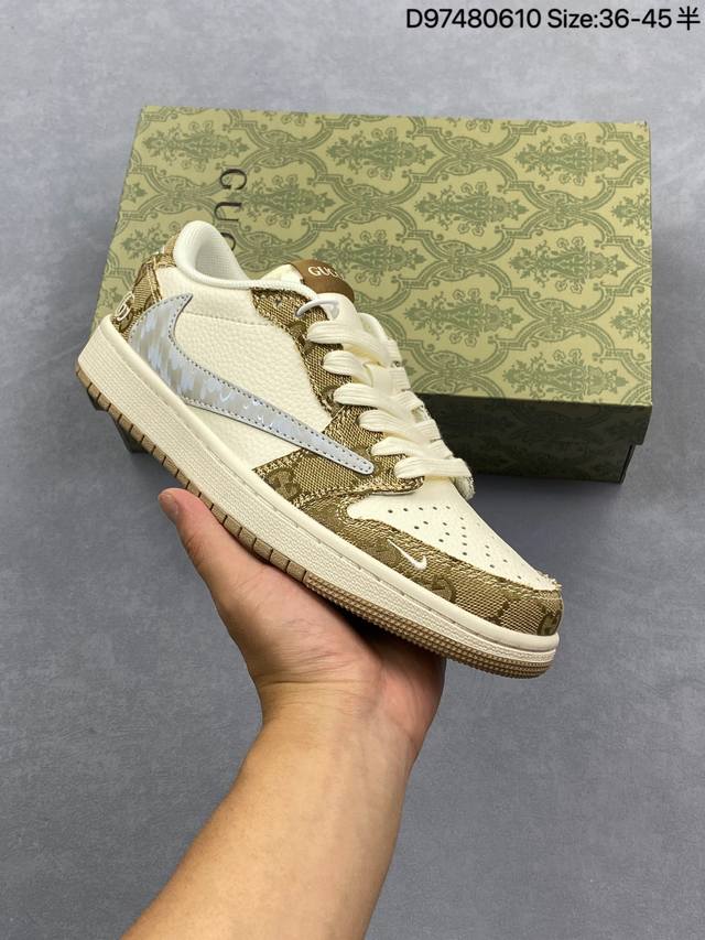Travis Scott X Fragment Design X Air Jordan 1 Low Og Sp Aj1 乔1纪梵希联名 灰黑底 低帮文化休闲板鞋
