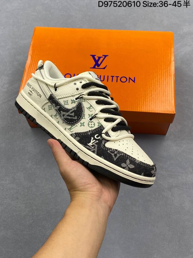 Nike Sb Dunk Low Lv联名 米白绑带黑勾 周年高端定制 低帮休闲板鞋 #定制鞋盒 大厂纯原品质出货 超高清洁度 皮料切割干净无任何毛边 细节完美