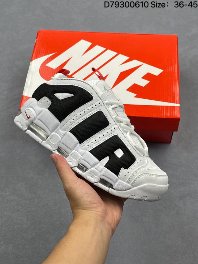 耐克 Nike Air More Uptempo '96 皮蓬全掌气垫男女子运动鞋厚底增高缓震慢跑鞋。续写 20 世纪 80 年代和 90 年代篮球运动飞速发展
