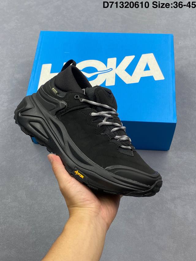 Hoka One One男款Kaha Low Gtx卡哈低帮防水防滑轻便登山徒步鞋 牛巴革与橡胶鞋头打造高度耐磨的支撑型鞋面Gore-Tex防水内靴、Vibra