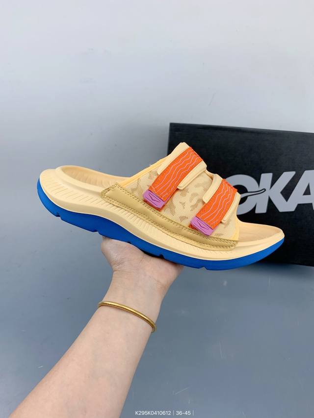 Hoka 联名 Wtaps Ora 骨头厚底增高魔术贴复古沙滩舒适一字拖户外休闲鞋 Size：如图 编码：K295K0410612