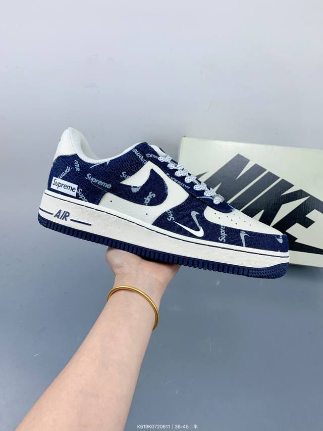 公司级Nike Air Force 1 '07 Low Sup联名-蓝牛仔小白勾 空军一号低帮 运动鞋 休闲鞋 折边针车 工艺难度大 原楦头原纸板 原装鞋盒 定
