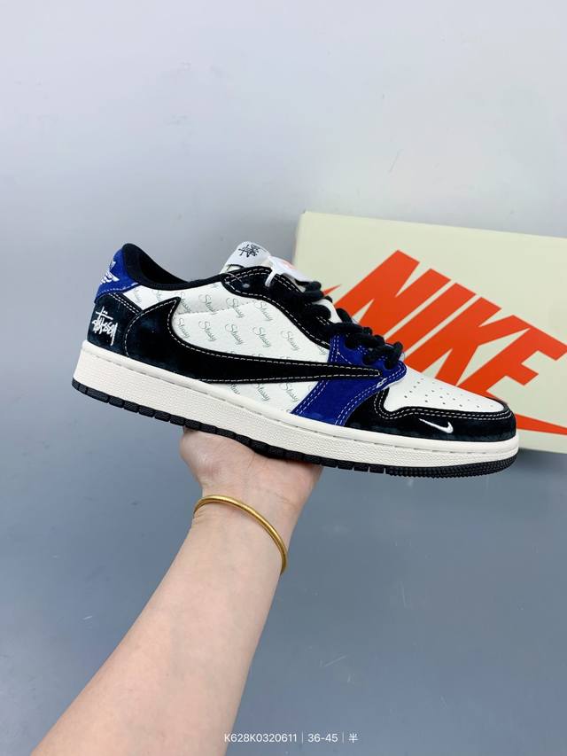 公司级 Travis Scott X Fragment Design X Jordan Air Jordan 1 Low Og Sp “斯图西联名 黑蓝英文”