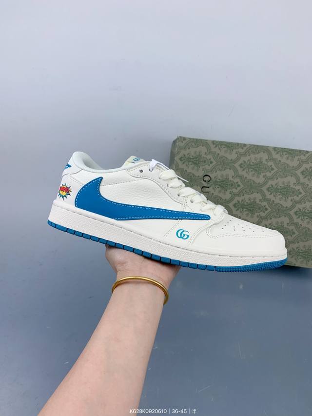 Travis Scott X Fragment Design X Jordan Air Jordan 1 Low Og Sp “古驰联名 蓝勾蓝底” 多方联名合