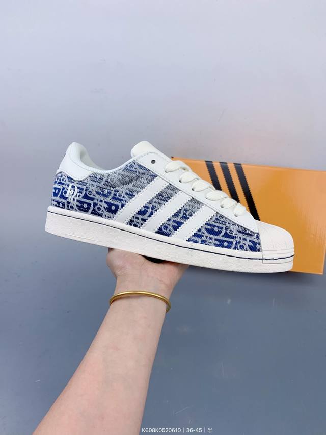 高端定制 阿迪达斯Adidas三叶草 Originals Superstar贝壳头系列 低帮经典百搭休闲运动板鞋原装牛仔布 帆布材料 用料绝不含糊 独家版型蒸餾
