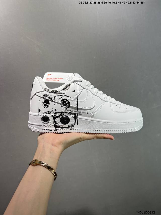 Cdg X Sup X Air Force 1 Low 三方联名白黑涂鸦 原楦头原纸板 打造纯正空军版型 #专注外贸渠道 全掌内置蜂窝气垫 #原盒配件 原厂中底