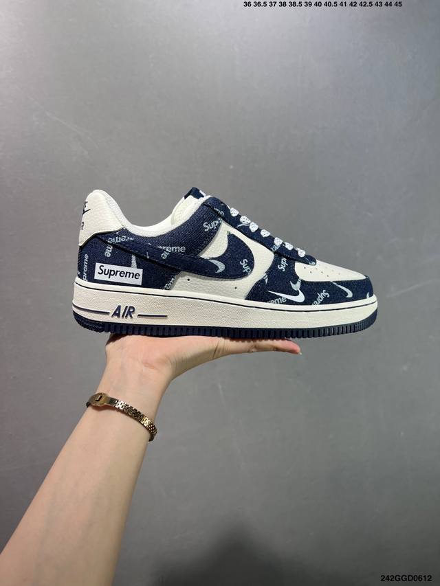 公司级Sup X Air Force 1 Low 白蓝牛仔 原楦头原纸板 打造纯正空军版型 #专注外贸渠道 全掌内置蜂窝气垫 #原盒配件 原厂中底钢印、拉帮完美