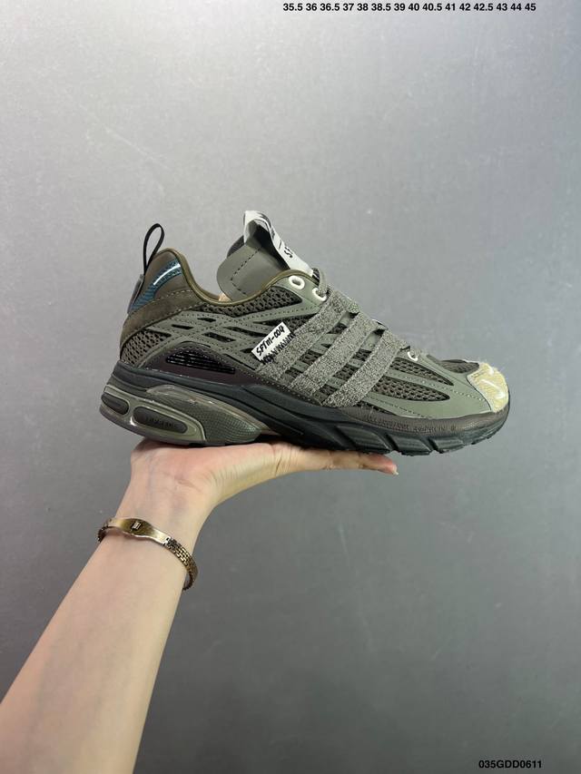 核心私 公司级Song For The Mute X Adidas Originals Adistar Cushion 灰色 三叶草经典廓形碰撞未来感线条，皮革