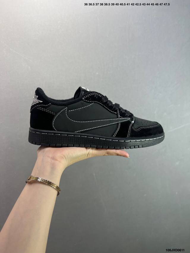 公司级Aj1倒勾Travis Scott X Air Jordan 1 ” Reverse Mocha “ Aj1乔1 Ts 闪电 联名倒钩 低帮文化篮球鞋 完