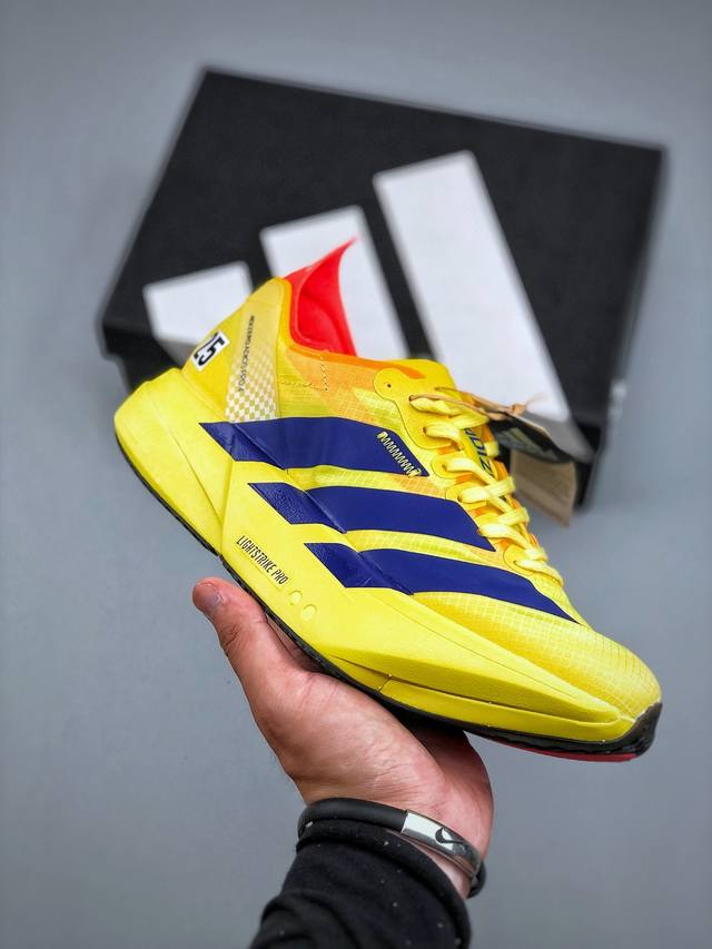 Adidas Adizero Adios Pro 4M 马拉松飞线贾卡轻质透气休闲运动跑步鞋采用双层透气网纱 Flywire动态飞线绑缚鞋面材质 内置Zoom小