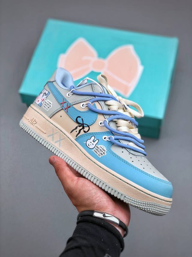 Nike Air Force 1 Low 07 白蓝灰涂鸦绑带原楦头原纸板 打造纯正低帮空军版型专注外贸渠道 全掌内置蜂窝气垫 原盒配件 原厂中底钢印、拉帮完美