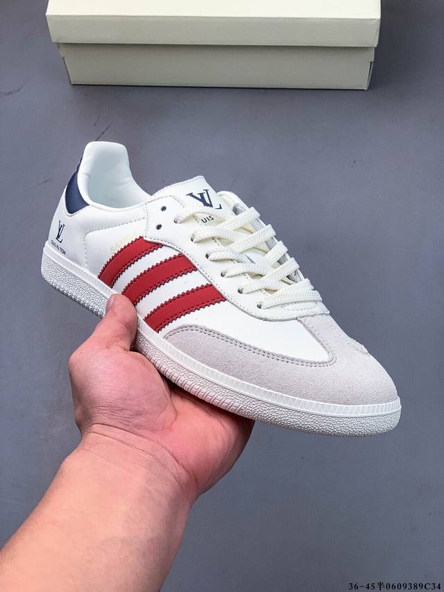 阿迪达斯Adidas Originals Samba德训鞋 防滑耐磨 低帮板鞋 男女同款 简约大方的设计造型，使Notitle X Adidas Origina
