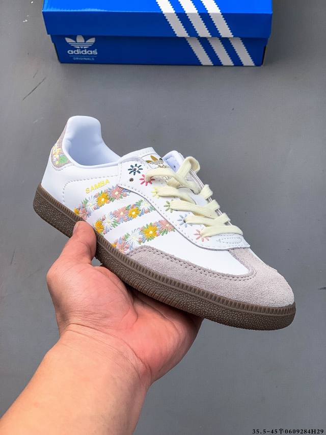 阿迪达斯Adidas Originals Samba德训鞋 防滑耐磨 低帮板鞋 男女同款 简约大方的设计造型，使Notitle X Adidas Origina
