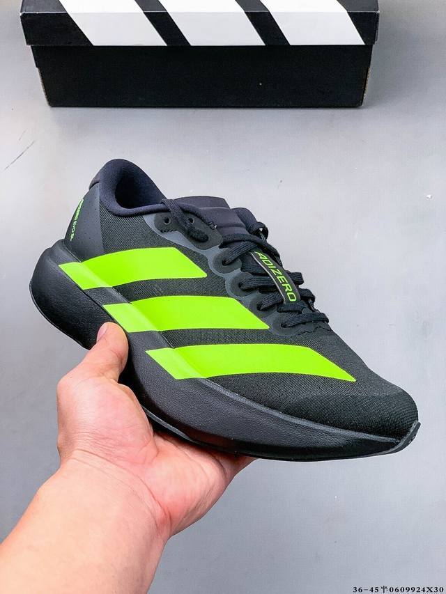Adidas Adizero Evo Sl M马拉松飞线贾卡轻质透气休闲运动跑步鞋 采用双层透气网纱 Flywire动态飞线绑缚鞋面材质 内置Zoom小气垫装置
