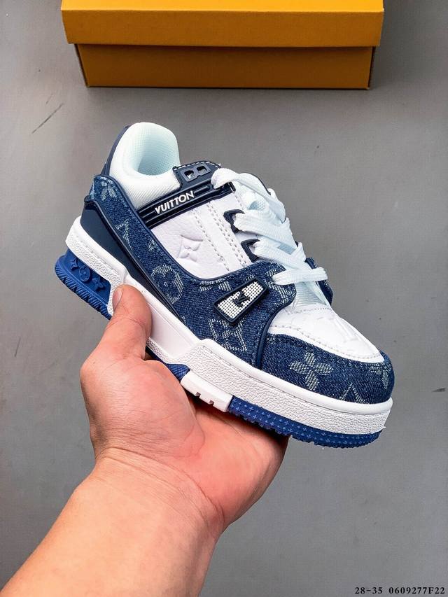 全新Lv路易威登Louis Vuitton Trainer Sneaker Low 休闲运动文化百搭板鞋小童鞋 0609277F22