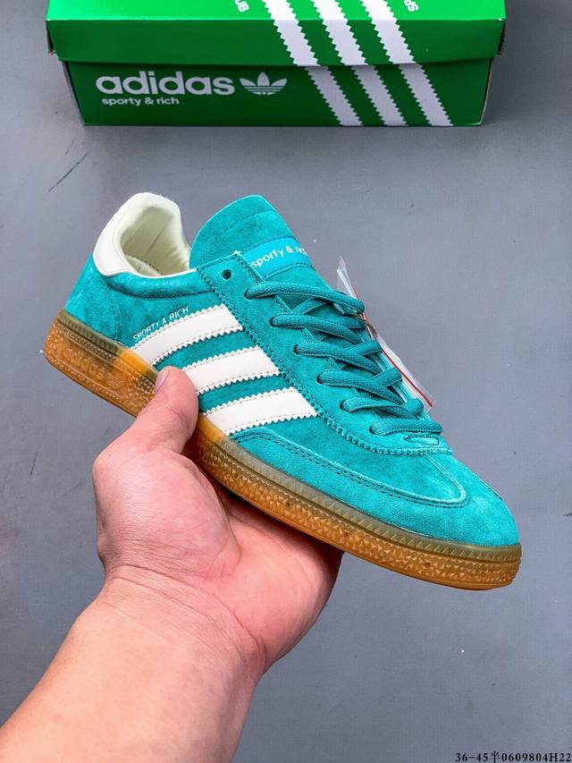 真标半码！Sporty & Rich X Adidas Handball Spezial 联名复古运动休闲板鞋 0609804H22