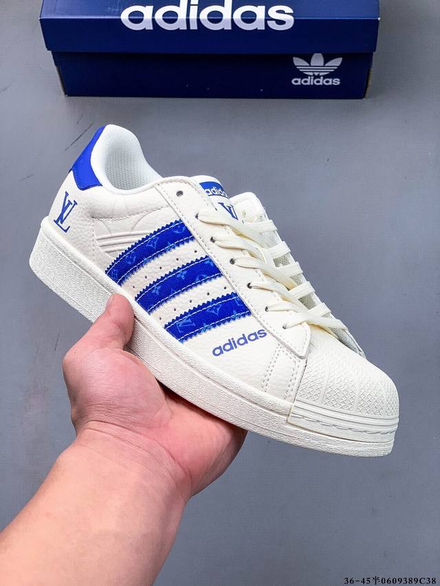 公司级头层！阿迪达斯Adidas Superstar 贝壳头经典百搭休闲板鞋 渠道正品订单 诠释市场最高工艺水平 贝壳头经典小白板鞋 专柜上架同步配色 全鞋进口
