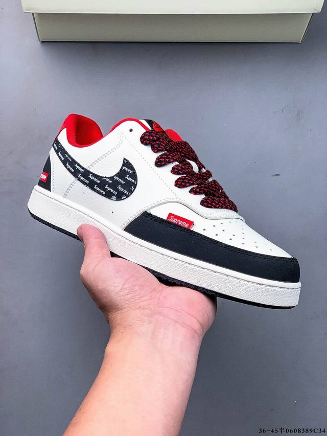 公司级！耐克 Nike Court Vision Low 皮面百搭休闲板鞋 0608389C34