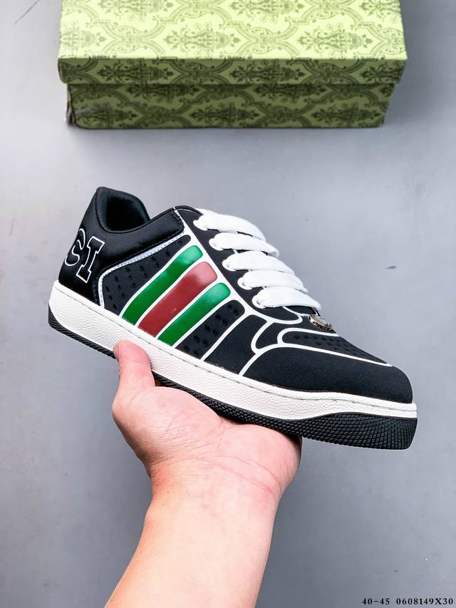 Gucci Distressed Screener Sneaker 古驰小脏鞋系列 官方同步 经典原型复古百搭做旧小脏板鞋复古学院风 怀旧版 0608149X3