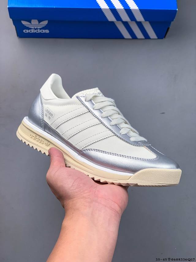 阿迪达斯Adidas Sl 72 Rs 全新重置版本，将这款复古鞋型用尼龙材质呈现，最终拼接麂皮材质，让该鞋型上脚既有舒适透气性又有满满的复古质感 060833