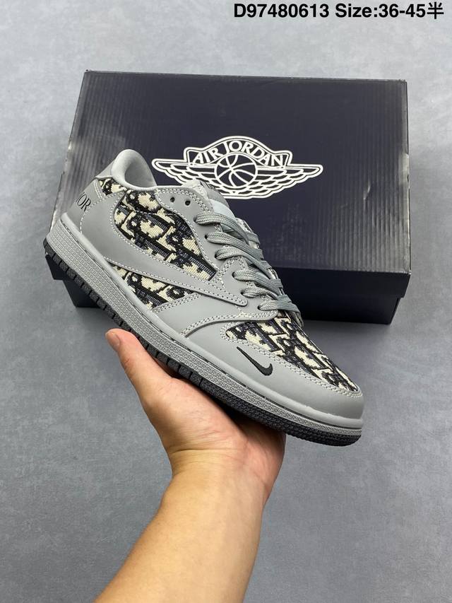 头层The North Face X Supreme X Travis Scott X Air Jordan 1 Low 北面 X Sup X Aj1 低帮 米