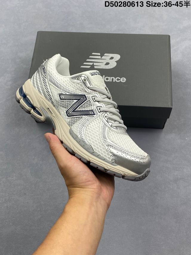 Nb 新百伦 New Balance Nb860V2系列复古老爹风休闲运动慢跑#采用皮革拼接透气网眼织物鞋面#T-Beam大底提供足步弓支撑，保持步态稳定#后跟