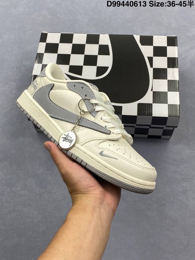 Aj1倒勾Travis Scott X Air Jordan 1 ” Reverse Mocha “ Aj1乔1 Ts 闪电 联名倒钩 低帮文化篮球鞋 完美品质