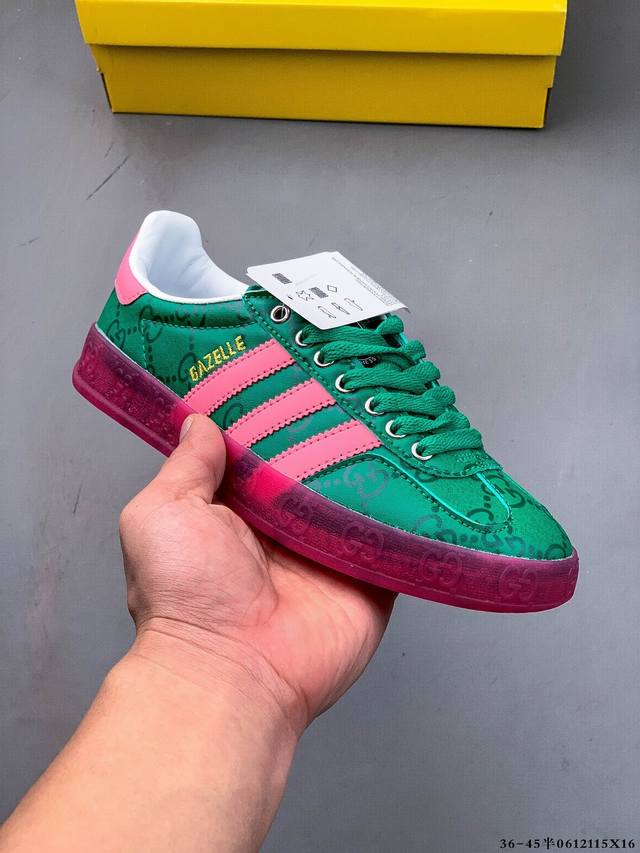最新跨界联名Gucci X Adidas Originals Gazelle Esquisite Gucci 意大利奢侈品牌-古驰 古奇X 德国运动品牌阿迪达斯