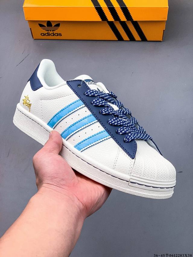 公司级头层！阿迪达斯Adidas Superstar 贝壳头经典百搭休闲板鞋 渠道正品订单 诠释市场最高工艺水平 贝壳头经典小白板鞋 专柜上架同步配色 全鞋进口