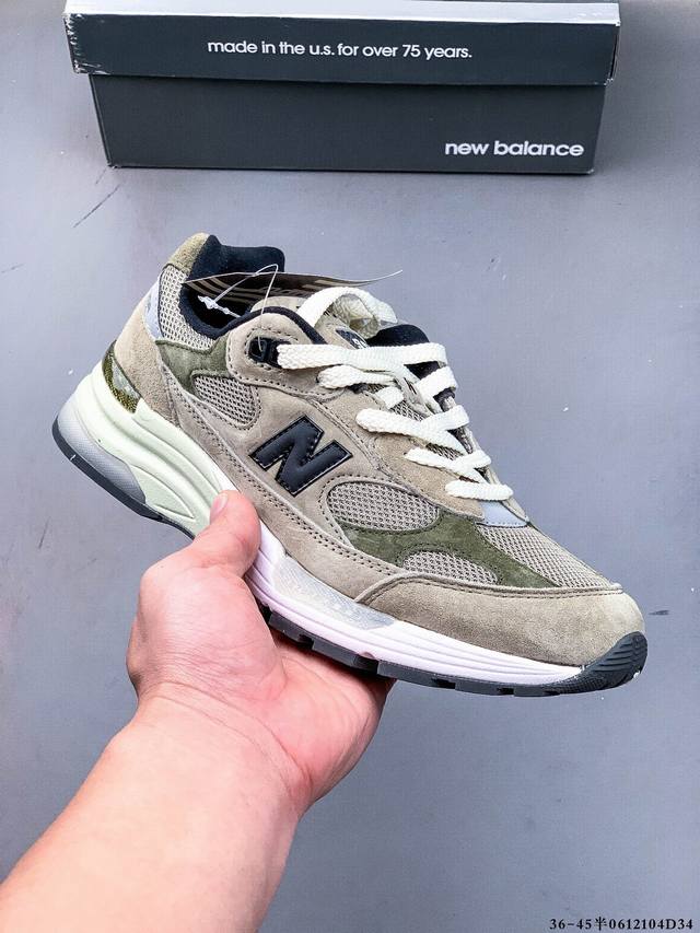 Nb新百伦New Balance Made In Usa M992美产血统系列经典复古老爹风百搭休闲运动跑步鞋 猪巴革麂皮拼接原装透气网眼织物鞋面材质#升级正确
