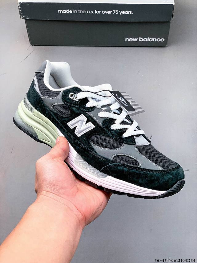Nb新百伦New Balance Made In Usa M992美产血统系列经典复古老爹风百搭休闲运动跑步鞋 猪巴革麂皮拼接原装透气网眼织物鞋面材质#升级正确