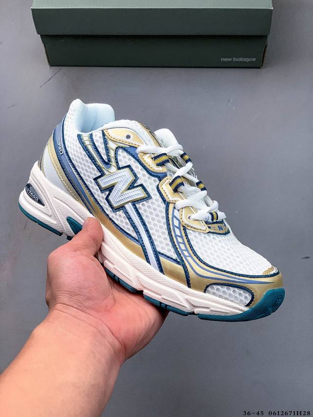 New Balance Nb740 英产 轻便复古休闲运动跑步鞋 全鞋身以网格布作为基地，在细节部分以皮革作为辅助添加，流线感很强。外形和New Balace