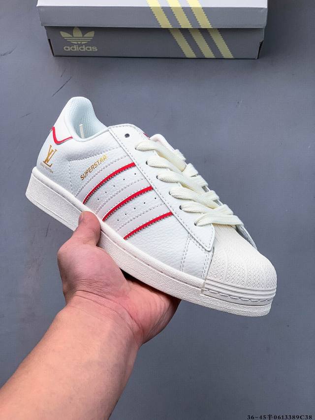 公司级头层！阿迪达斯Adidas Superstar 贝壳头经典百搭休闲板鞋 渠道正品订单 诠释市场最高工艺水平 贝壳头经典小白板鞋 专柜上架同步配色 全鞋进口